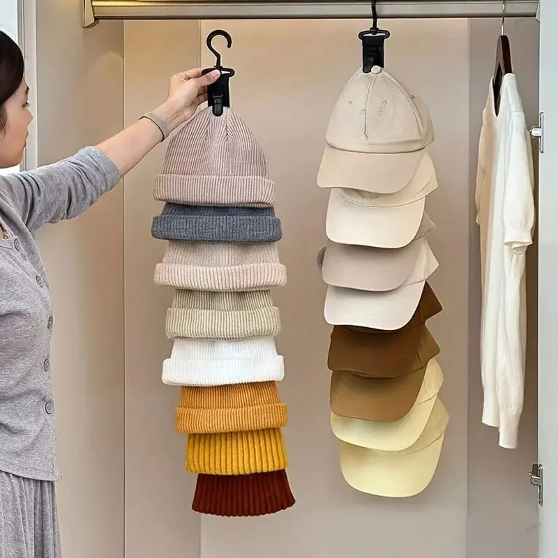 Display for Closet Door and Bedroom Hat Organizer Hat Hanger Baseball Caps Hanging Rope Hat Storage Clips Wardrobe Hat Rack view 6