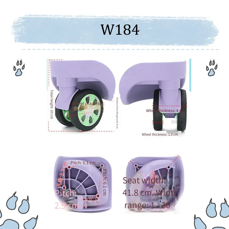 Untuk Roda Cadangan Bagasi W184, Roda Putar Senyap, Kit Pengganti Pemasangan Mudah, Cocok Untuk Suku Cadang Perbaikan Bagasi