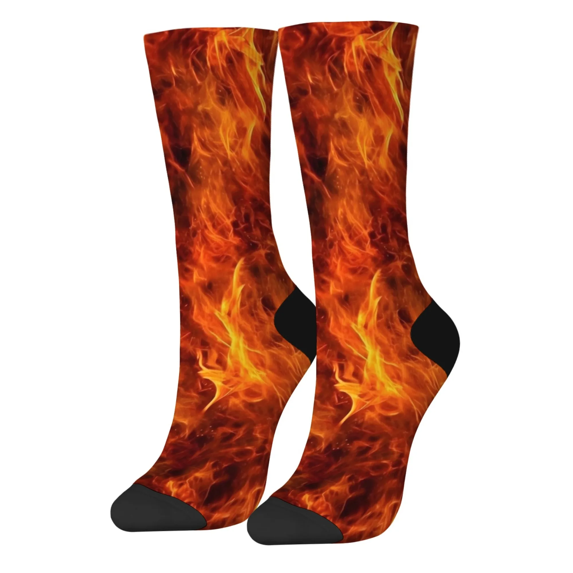 

Flame print men's socks novel creative design Harajuku hip-hop style crazy street personality funny socks comfortable and warm