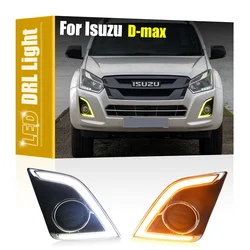 2Pcs Front Fog Lamp Cover With LED DRL Daytime Running Light Turn Signal Indicator For Isuzu D-max Dmax 2016 2017