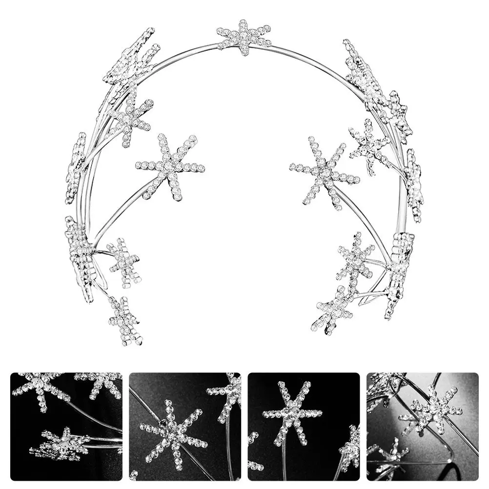 Wedding Bridal Crown Rhinestone Tiara Star Decor Hair Accessories Bride Headdress Elegant Charming Attractive Style