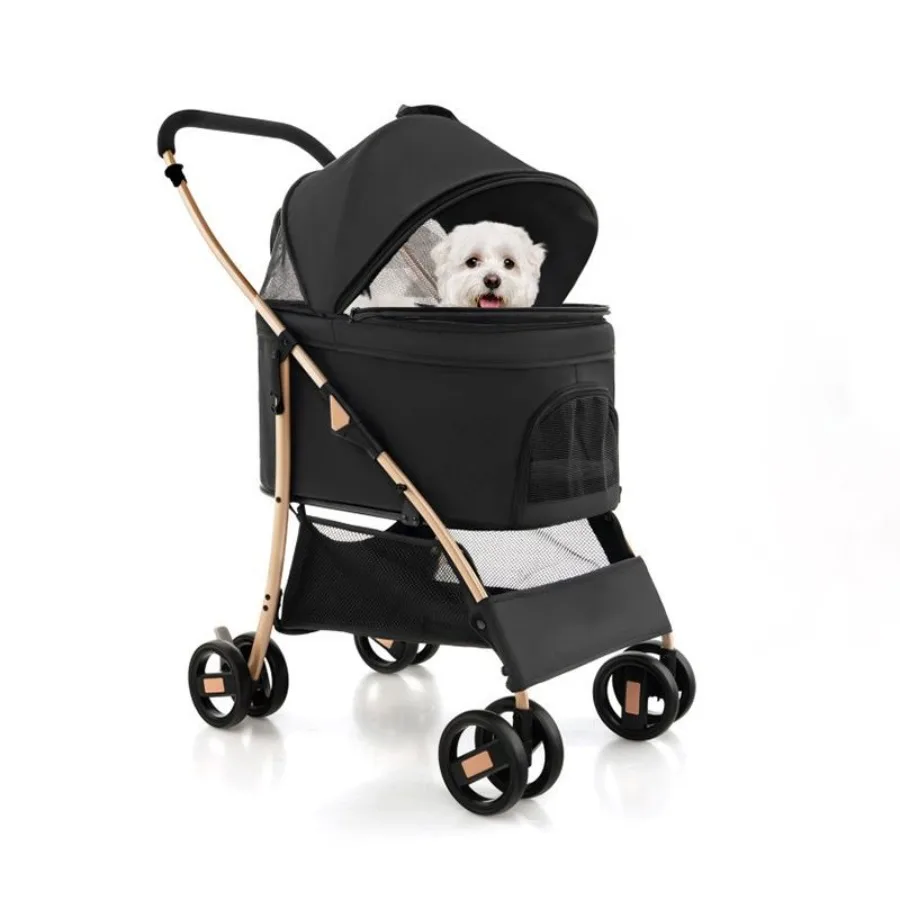 

Foldable 3In1 Pet Stroller with Removable Seat Carrier