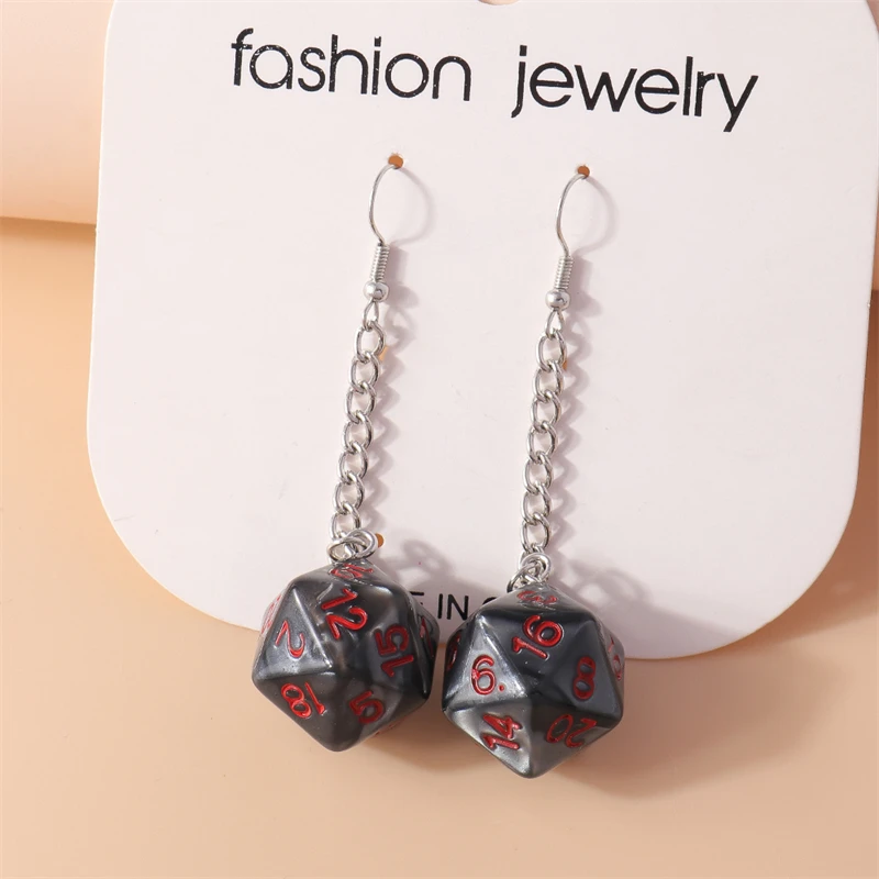 Lustige Acryl-Zahlenwürfel-Tropfenohrringe für Frauen, lange baumelnde Ohrringe, Ohrbügel, Mädchen, Party, Urlaub, Schmuck, Geschenke – Detail 4