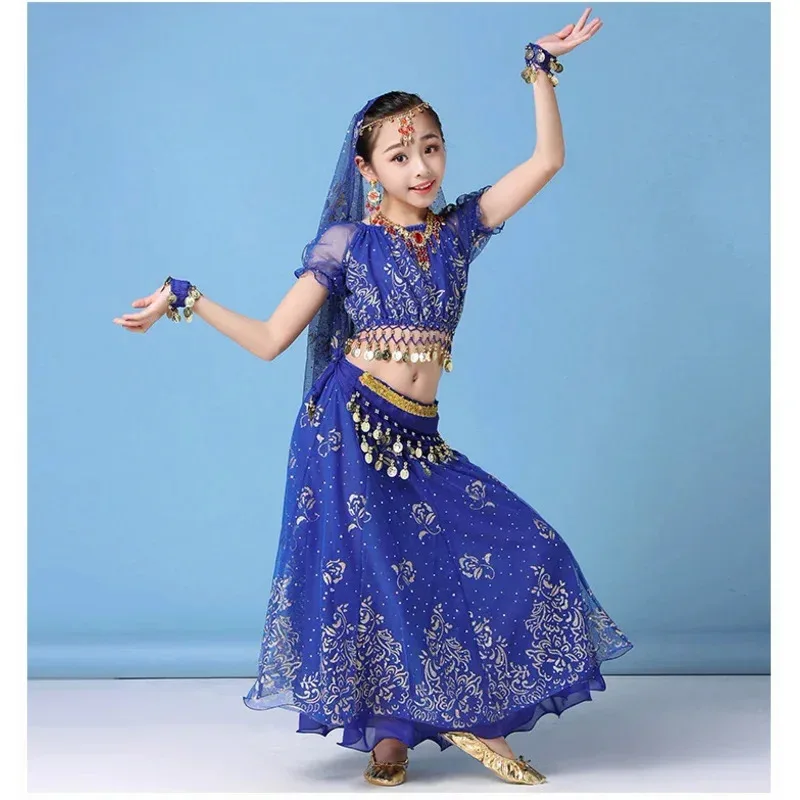 Cosjie 4Pcs/Set New Kids Belly Dance Costume Set Oriental Indian Dancing Costumes Belly Dance Wear Dress Indian Clothes For Girl