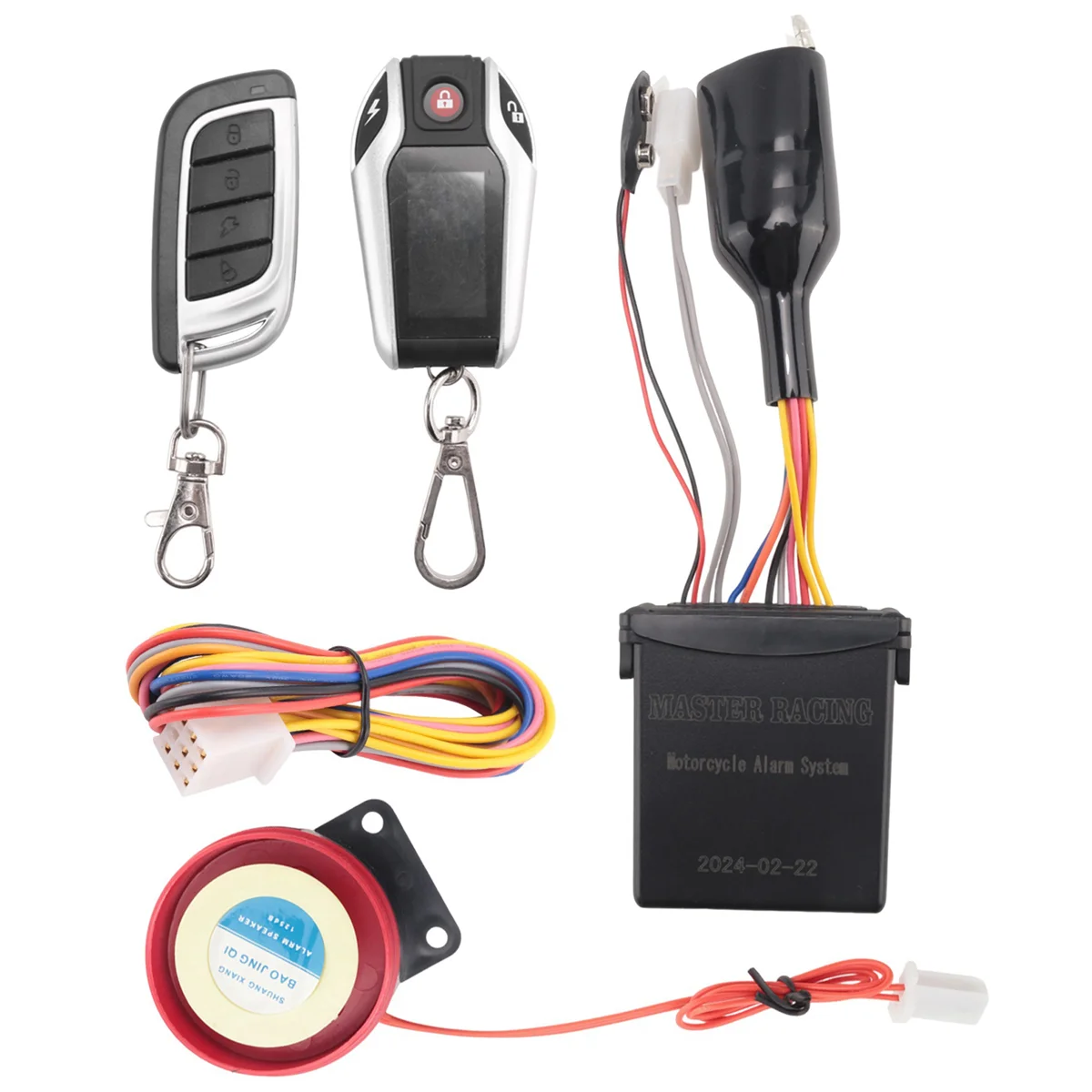 LCD Motorcycle Alarm Auto Lock/Unlock Security System Two Anti-Theft Alarms Keyless Engine Start, Without Monitor