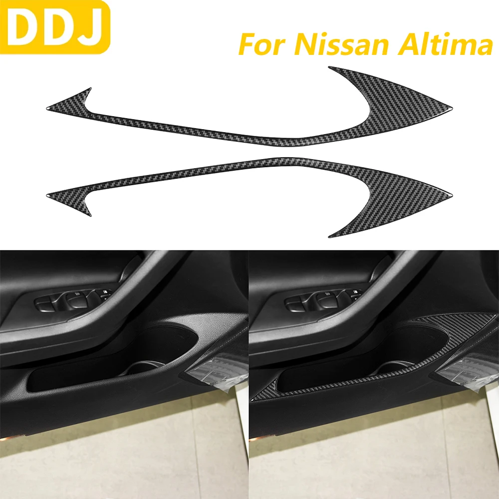

For Nissan Altima 2013-2018 Carbon Fiber Front Door Storage Box Frame Panel Decorative Cover Car Accessories Decoration Sticker