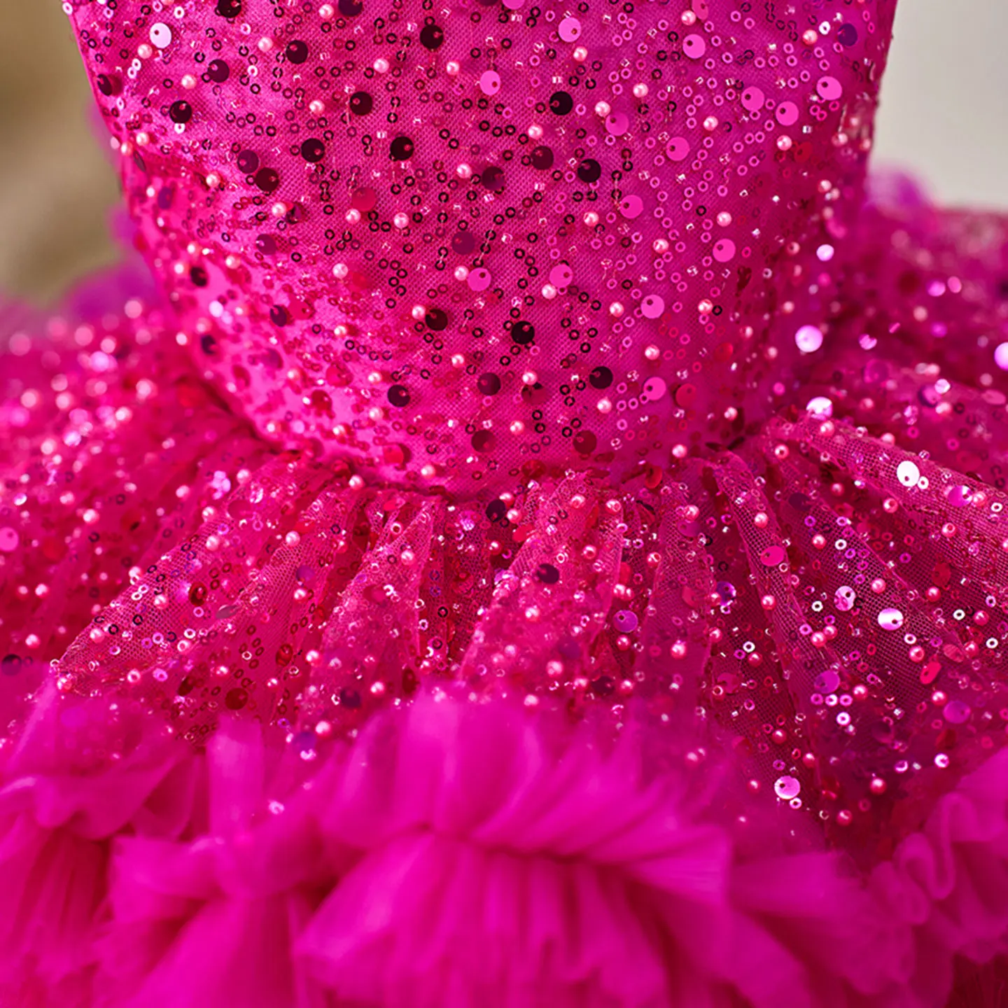 Jill Wish Elegant Fuchsia Baby Beading Lace Flower Girl Dress with Bow Knee Length Princess Wedding Birthday Party Gown J049