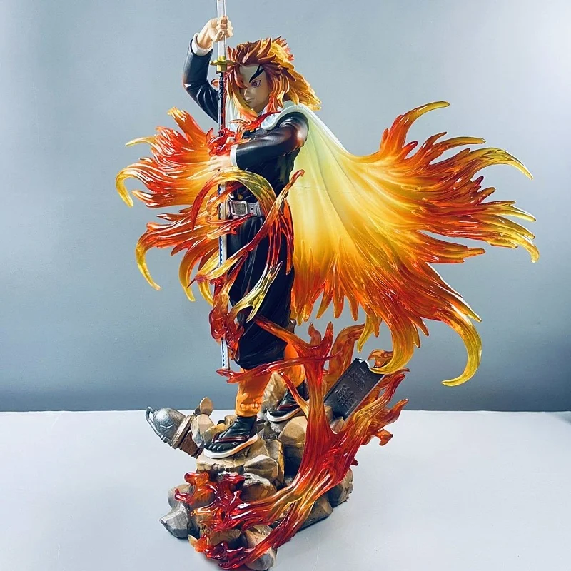 New Demon Slayer GK Flame Pillar Purgatory Apricot Shoulang Unlimited Train Anime Prototype Model Collection Decoration Toy Gift