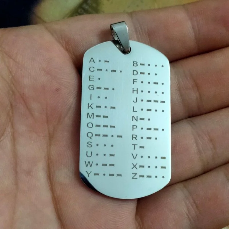 1pcs Morse Code Morse Code Table CW Training Coin Morse Telegraph Trainer Keychain Dog Tag Pendant