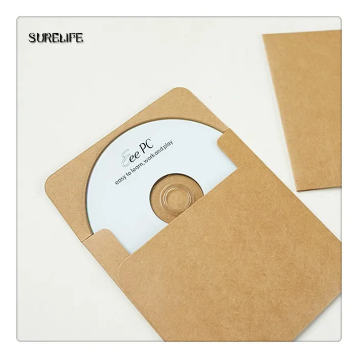 Caja de papel Kraft marrón para CD, sobres Kraft en blanco, sobre de regalo de papel Kraft liso Natural, bolsa de papel CD/DVD, 50/100 Uds.