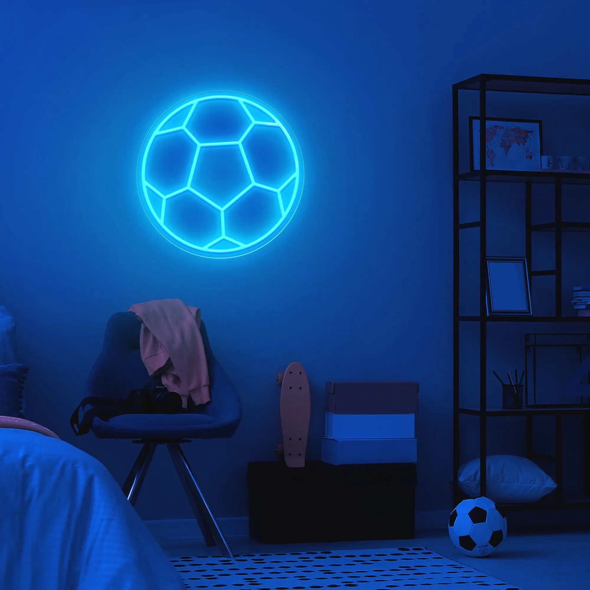 Rugby Football Neon Sign for Wall Decor Shaped Neon Light Football LED Signs for Man Cave Teens Boys Girls' Bedrooms Game Rooms