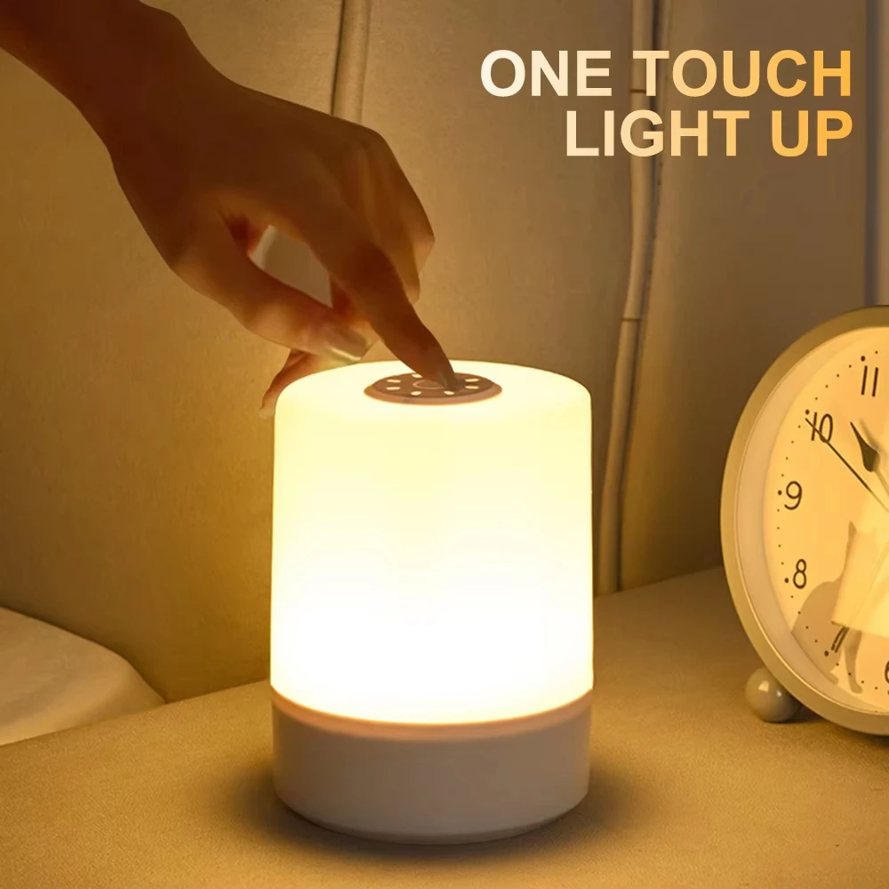 Touch Night Light Bedroom Table Lamp 3 Modes Dimming Rechargeable Night Lamp Ambient Light Soft Light Bedside Lamp For Kids Gift