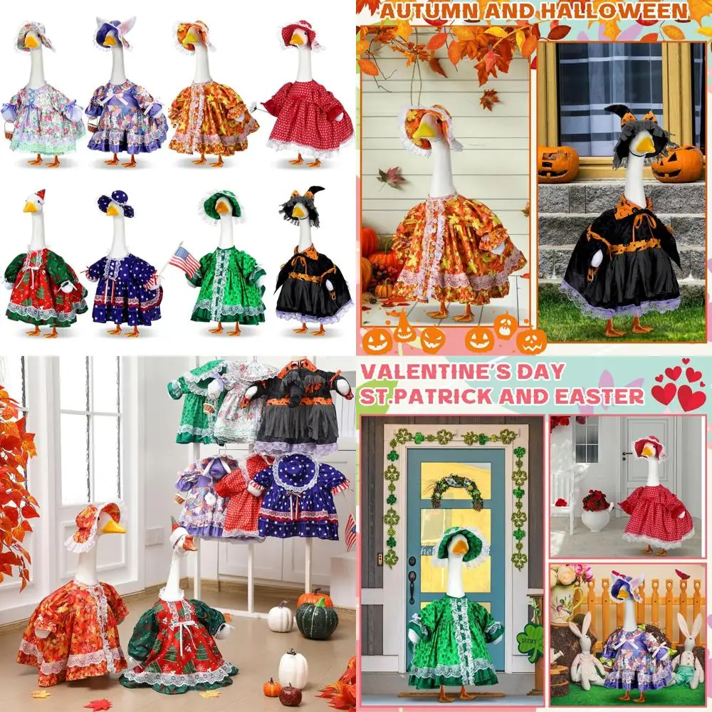 

Seasonal Holiday Goose Outfits Set - 8 Styles for Halloween, Fall, Christmas - Lolita Themed Goose Dress and Hat Costume