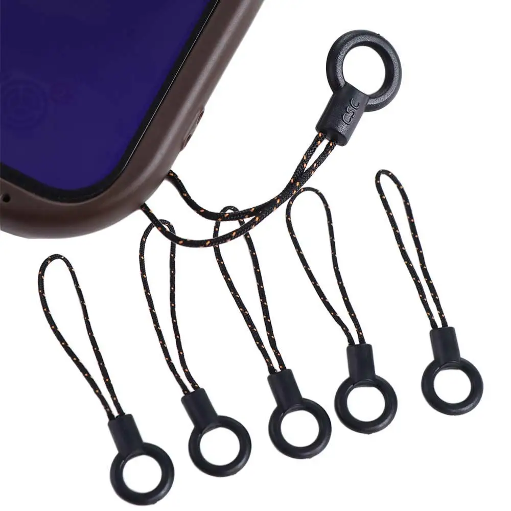 حبل تعليق للهاتف المحمول دائري أسود، حبل صغير متعدد الوظائف، حبل تعليق للمفاتيح، زينة للهاتف، شريط للهاتف الخلوي