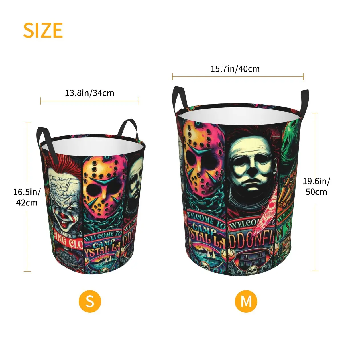 Custom Welcome To Horror Movies Laundry Basket Collapsible Toy Clothes Hamper Storage Bin for Kids Nursery