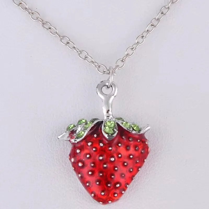 Enamel Fruit Apple Mango Banana Strawberry Cherry Necklace Choker Chain Pendant Necklace Fashion Costume Jewellery Boutique