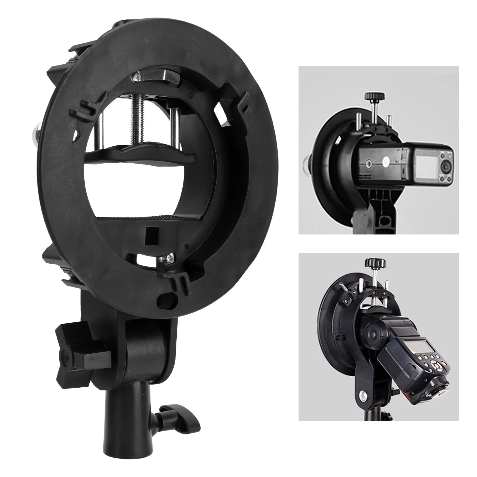 S Type Bracket for Bowens Mount Holder S Type Bracket Holder for Speedlite Flash Snoot Softbox Beauty Dish Reflector Umbrella