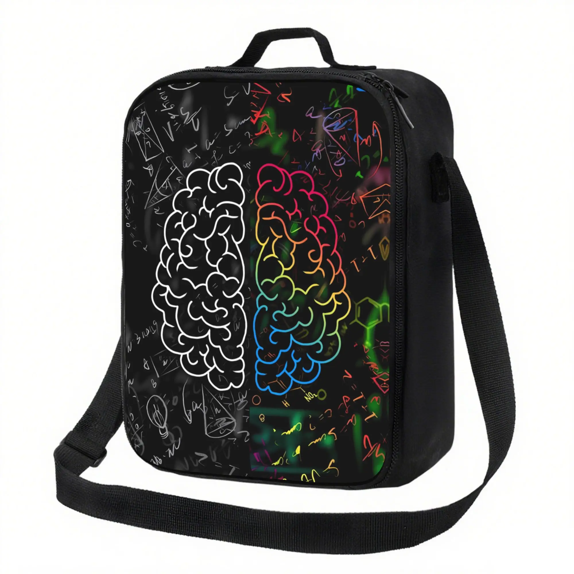 Brain Graphic Portable Lunch Bag 600D Oxford Insulated Lunch Tote for Work Picnic Beach Outdoor