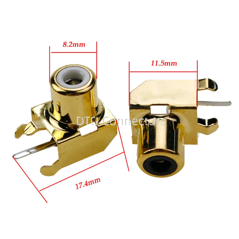 10PCS AV Socket 4Pin RCA Single-hole PCB Soldering Audio Video Female Connector Gold-plated Nickel-plated