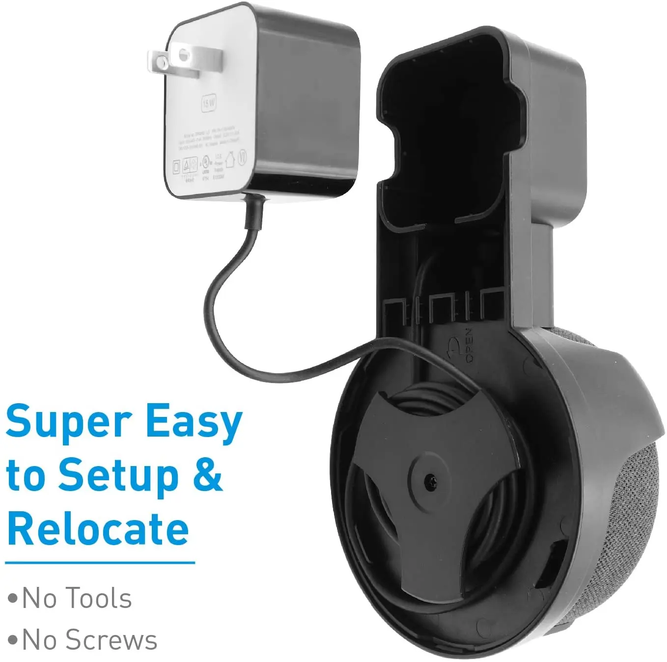 حامل حامل مكبر الصوت على الحائط لصندوق الصوت الداخلي من الجيل الثالث من Alexa Echo Dot مع إدارة الكابلات بدون براغي