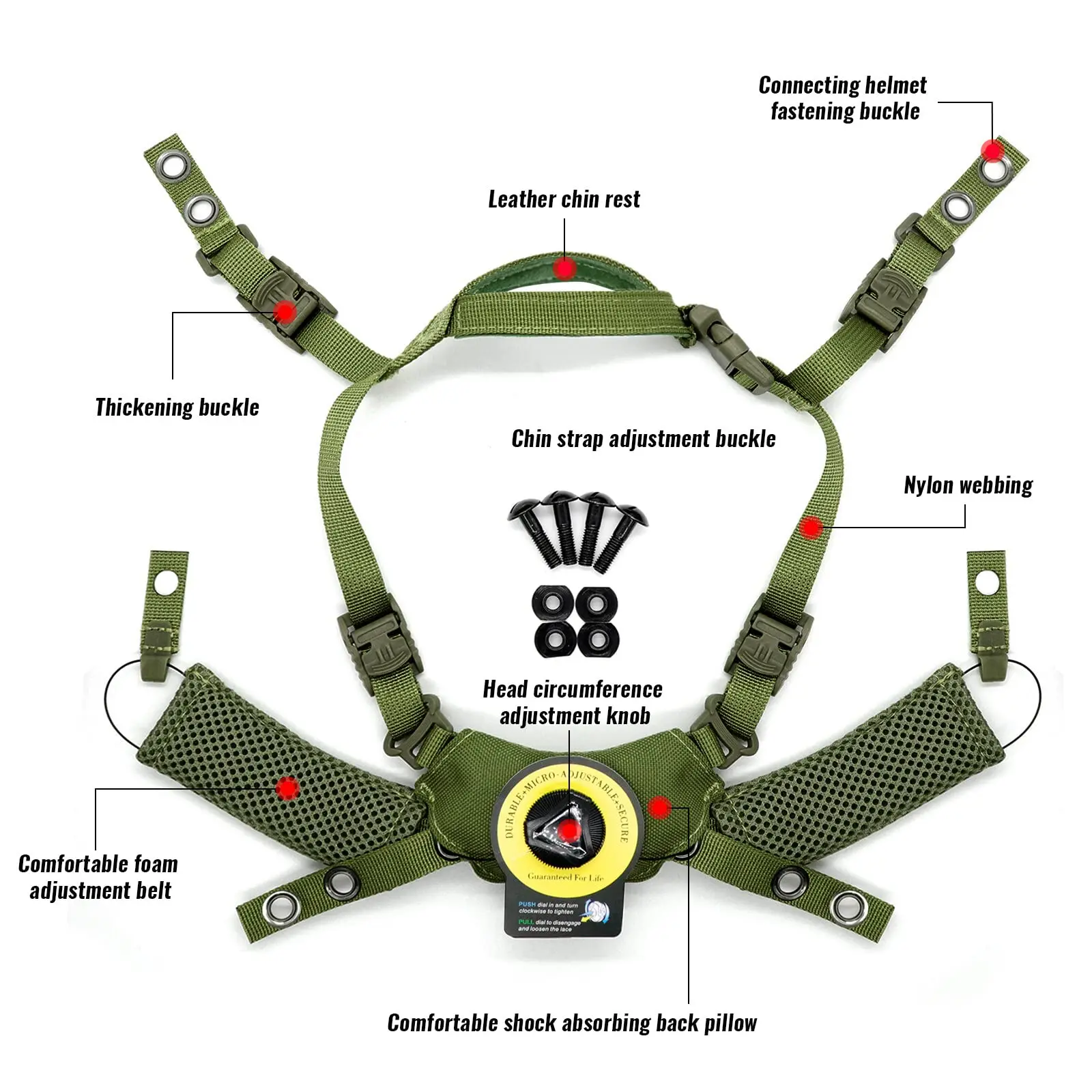 Tactical Wendy Helmet Suspension System Helmet Lanyard Memory Foam Pad for FAST MICH Outdoor Hunting Helmet Accessies
