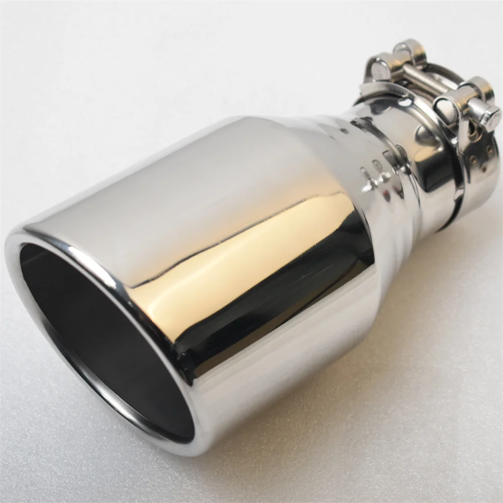 

2.5" Inlet Universal Diesel Truck Exhaust Tip, 4in Outlet x 9in Overall Length Stainless Steel, Fits 2.5 Inch Outside Diameter