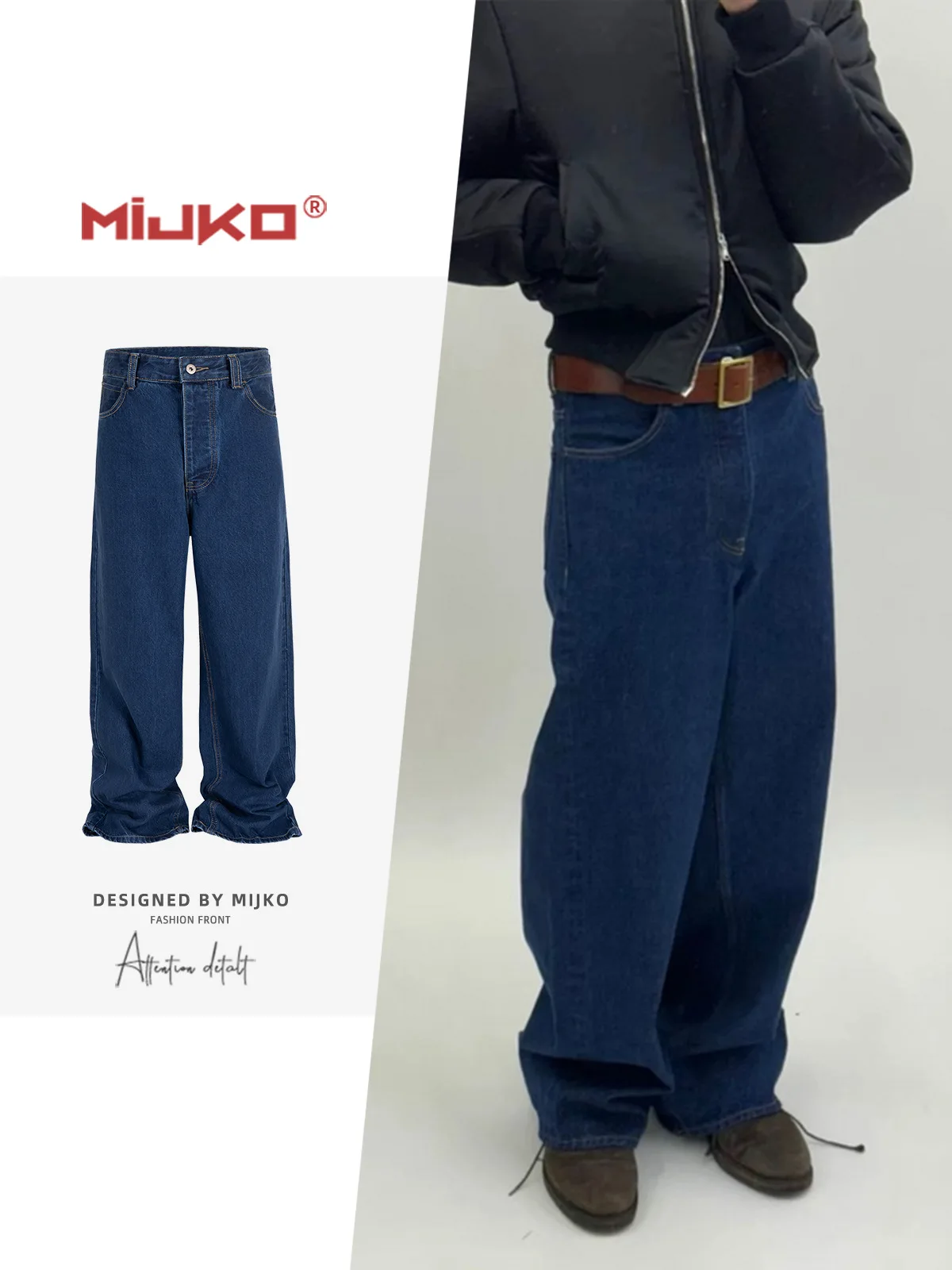 

MIJKO Men's Denim Pants Blue Male Jeans Straight Casual Trousers New Fashion 2025