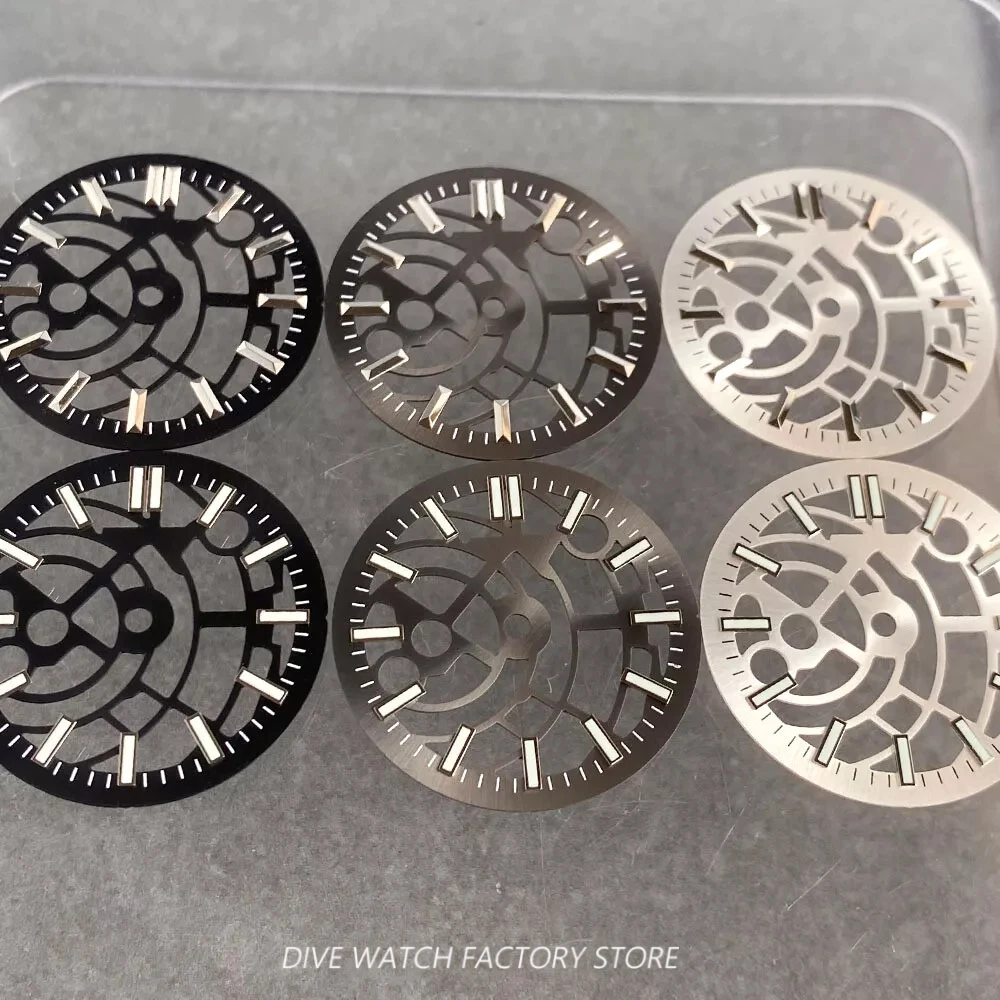 

29mm Tandorio Skeleton Watch Dial for NH35 NH36 NH38 NH70 NH71 NH72 Movt Hollow Out Face Accessories Metallic/Luminous Indices