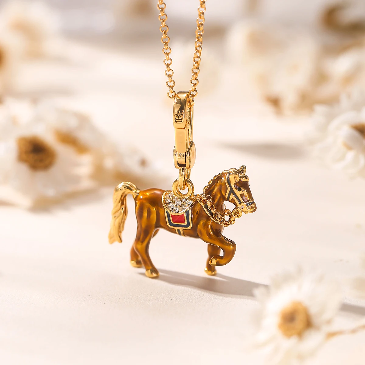 1PC Mini Fashion Enamel Glaze Brown Horse Pendant, Exquisite Bag Keychain Necklace Design, Clothing Accessories Chain Decor Gift