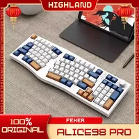 New FEKER Alice98Pro Mechanical Keyboard 3Mode Alice98 Ergonomics Alice Keyboards Wireless Hot-Swap RGB Custom Gaming Keyboard