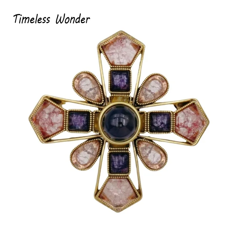 

Вневременная брошь Wonder Fancy Crystal Glass Geo Cross, булавки для женщин, дизайнерские ювелирные изделия, подиум, редкий роскошный подарок, топ, винтаж 5642