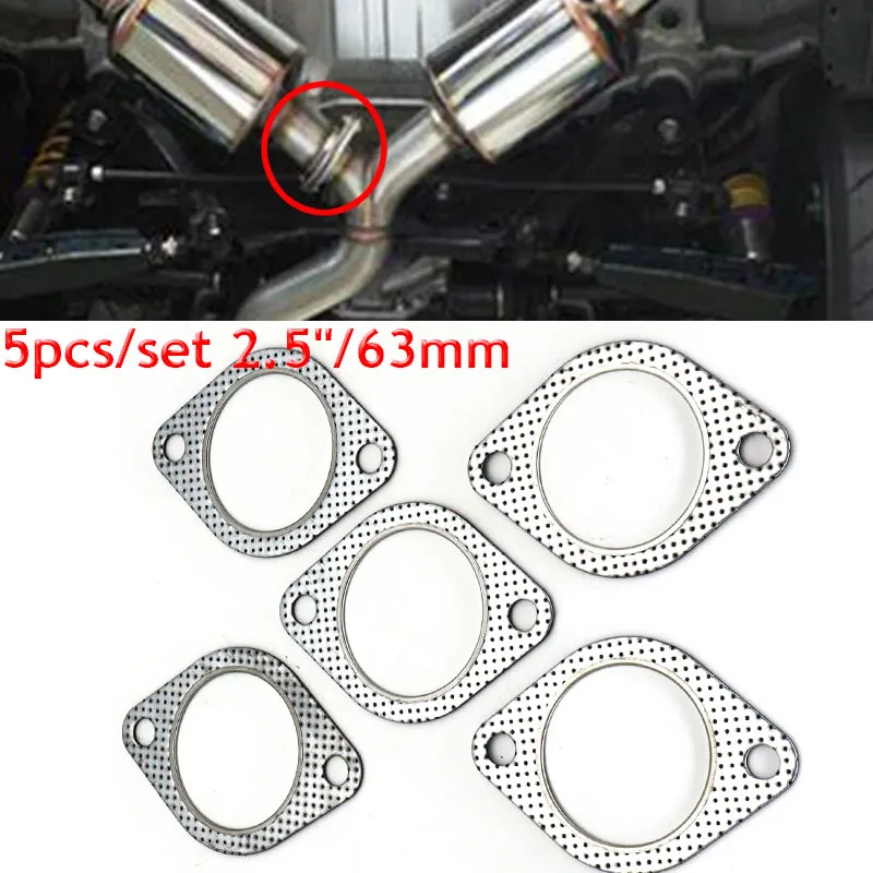 Car 5pcs 63mm / 2.5in Engine Cylinder Head Exhaust Gasket For Subaru Acura Honda VW GMC Lexus Golf Eos GS350 Yukon Civic Odyssey