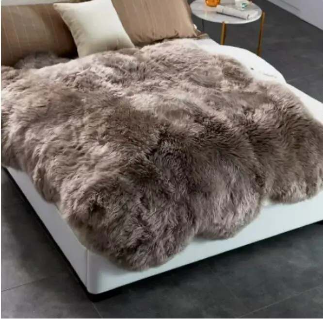 100% Natural Sheepskin Mattress  Australia White Real Fluffy Shaggy Wool Comforters Rugs Bedroom Thicken Blankets For Bedding