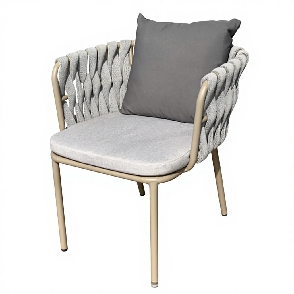 #Modern Outdoor Rope Chair with Aluminum Alloy Frame for Dining Hotels Parks Courtyards Wood Panel Style Outdoor Furniture