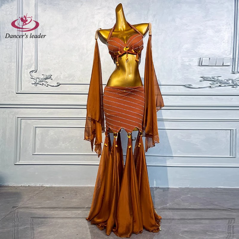 

Belly Dance Professional Dress With High-end Beaded Ribbon Design, American Style Female Adult Stage Professional Clothing
