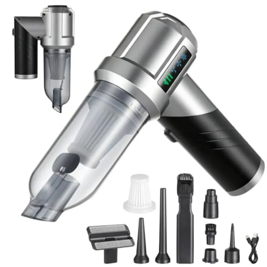 مكنسة كهربائية محمولة، مكنسة كهربائية للسيارة بقوة 16000 باسكال، 4 في 1، محرك قوي للسيارة، محرك بدون فرشاة 80000 دورة في الدقيقة، دوران 30 دقيقة #1