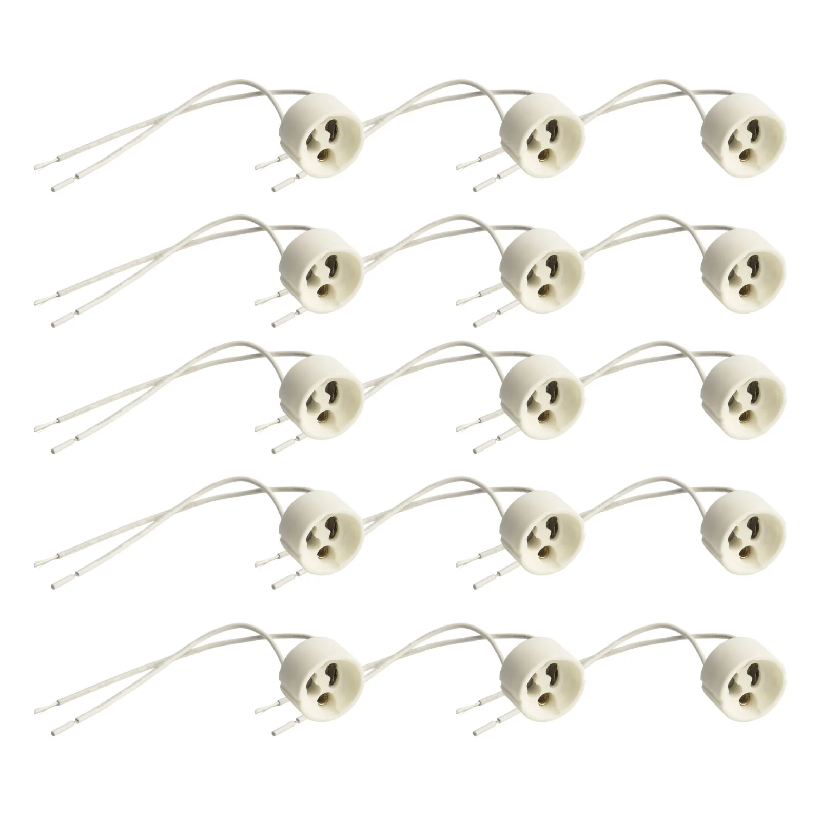 Ceramic GU10 Socket Holder with 150mm Wire Length and 27mm Base for Direct Integration into Lighting Fixture Wiring
