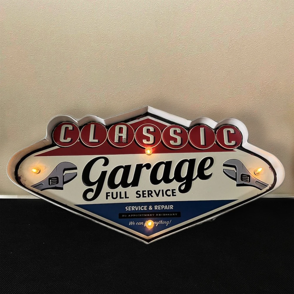 

Vintage Classic Garage Tin Signs, Handmade Light Up Metal Sign, for Cafe, Bar, Kitchen, Living Room Wall Decor 26 x 49.5 cm