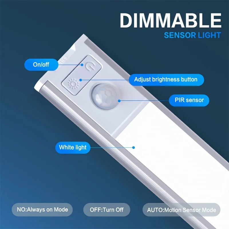 مصباح عداد استشعار الحركة LED ، إضاءة مكتبية ، لاسلكية ، مغناطيسية ، USB قابلة لإعادة الشحن ، ضوء ليلي للمطبخ ، تعمل بالبطارية ، خزانة ملابس