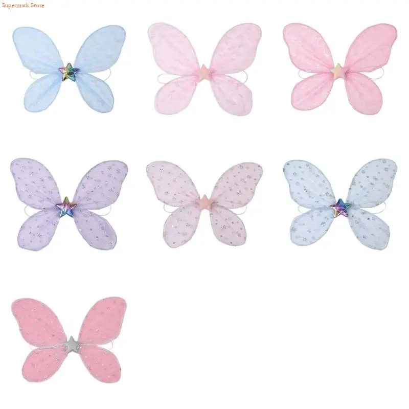 Q5weバタフライウィンググリッターフェアスウイングエンジェルウィングレディースの小さな女の子のためのエンジェルウイング