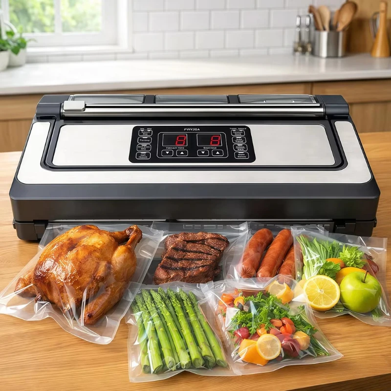 Rapid vacuum sealing machine, commercial automatic, stainless steel body