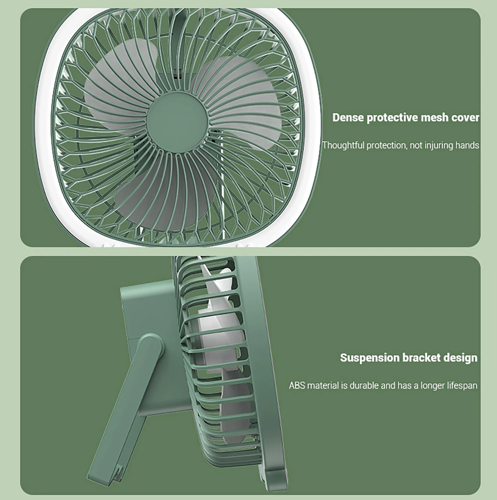 Ventilador de mesa de refrigeración portátil con luz, Enfriador de aire recargable para viajes, uso en oficina al aire libre