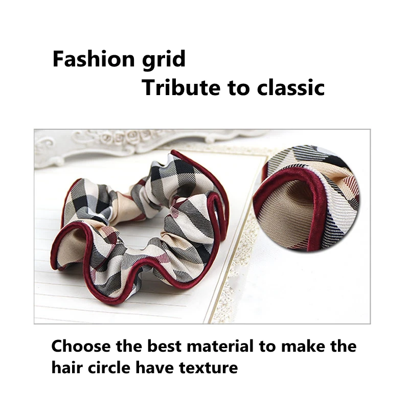 1-2Pcs/set Woman Fashion Plaid Large hair circle Hair Ties Girls Ponytail Holders Rubber Band Female Hairband Hair Accessories