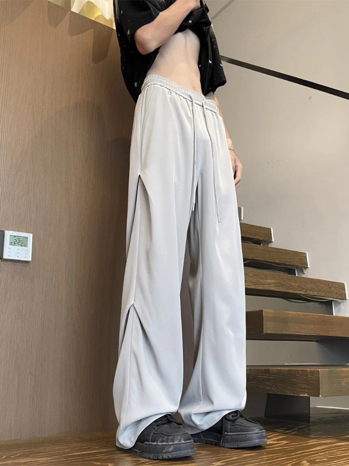 

Повседневные брюки из ледяного шелка для мужчин: летние, охлаждающие, прямого кроя, прочные, для работы и отдыха, в американском стиле