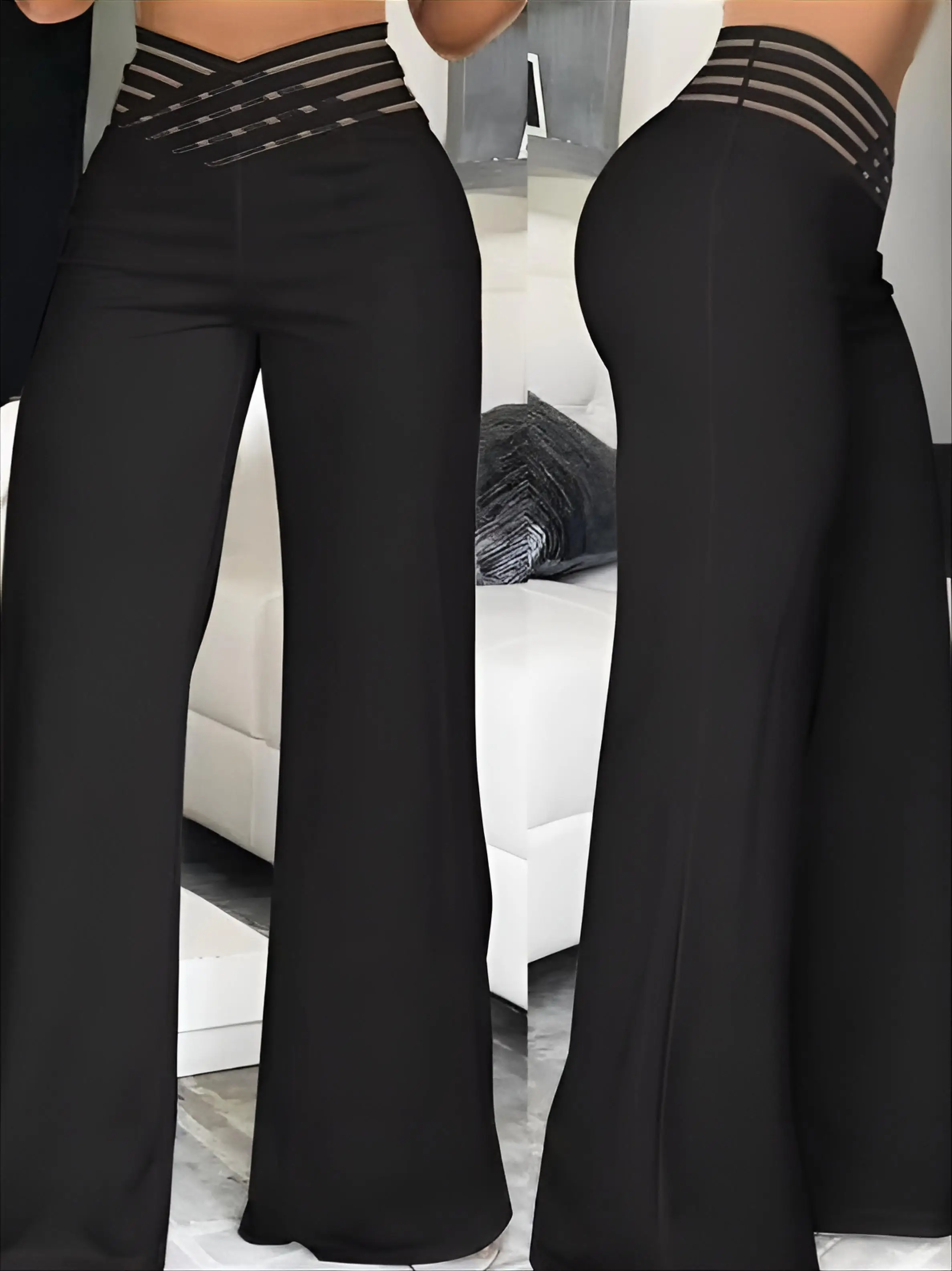 Pantaloni bootcut Emo Nero Donna Caldo Twill di nylon Sherpa Pila Luminoso Retro Colorato Pianura Basic Solido Zebra Diamante Paillettes GF