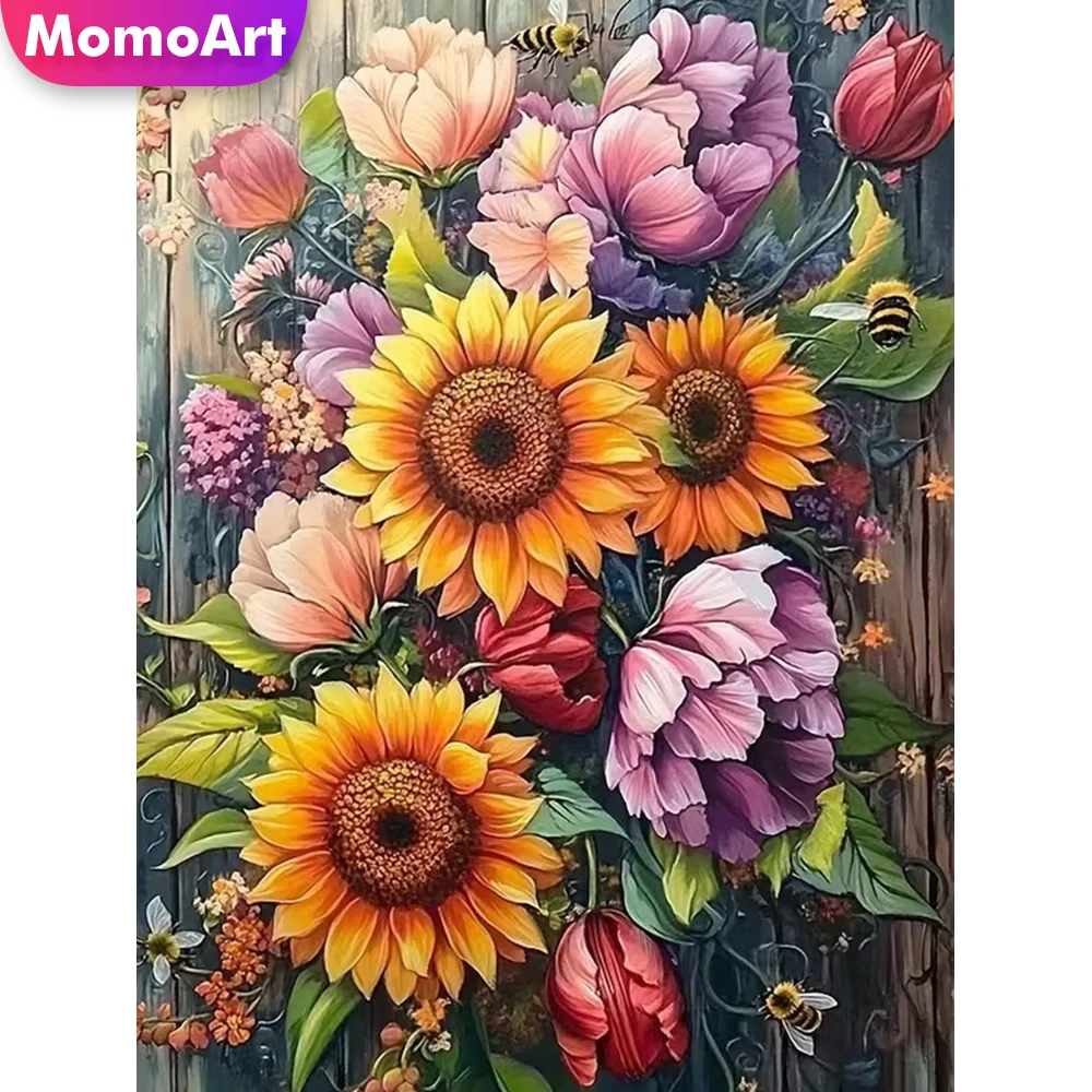 Momoart Neuerscheinung Diamant-Mosaik Sonnenblumen-Gemälde DIY Geeignet für Anfänger Diamant-Stickerei Bastelset Heimdekoration