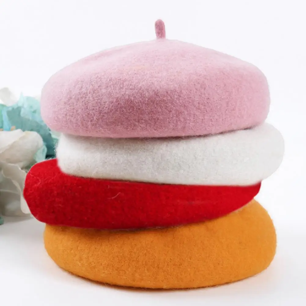 قبعة رسام بلون سادة وملمس ناعم للجنسين، قبعة دلو فروي سهلة التنظيف، قبعة بيريه شتوية من الفرو، إكسسوارات عصرية