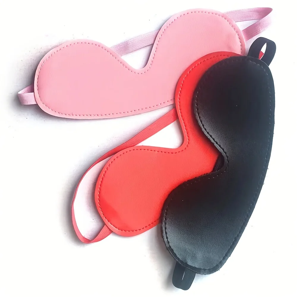 Sexy Blindfold Mask PU Leather for Women Men Solid Blindfold Sleep Eyeshade Couple Love Game