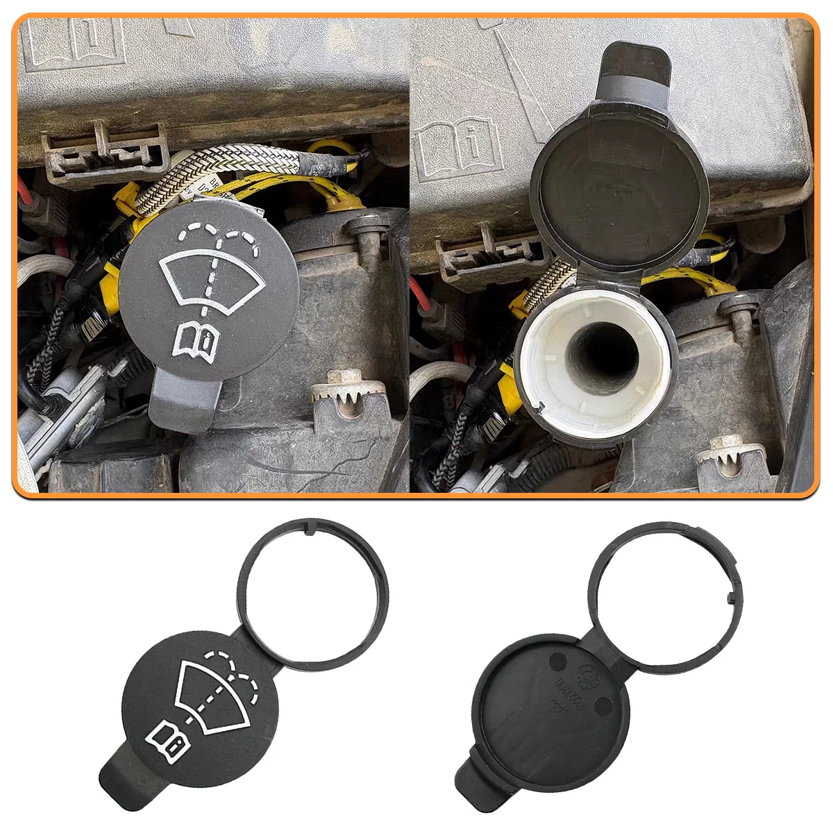 Schwarzer Deckel für Scheibenwischer-Waschflüssigkeitsbehälter, passend für Cadillac Camaro GMC Buick Cruze Sonic Silverado Corvette Encore Volt, 13227300 – Detail 2