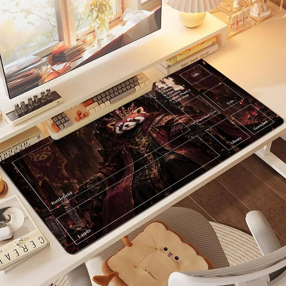 Glorious Sunset War Dark Fantasy Red Panda Hero Art Large Size Table Mat Mousepad For Laptop Gaming Desktop